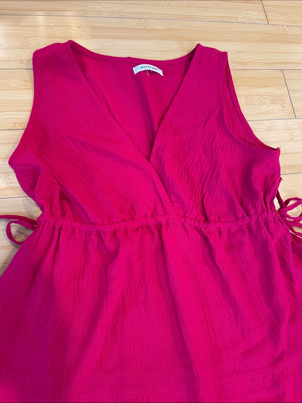 Women Max Studio Vibrant Fuchsia Sleeveless Tiered MIDI Summer Party Dress Small - Picture 3 of 8